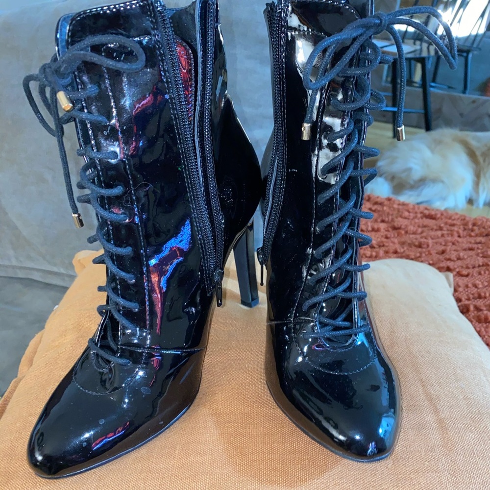 SOLD! Faux Patent Leather Ankle boots